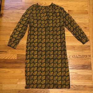 Vintage 1964 Marimekko Cotton Dress in Olive and Gold